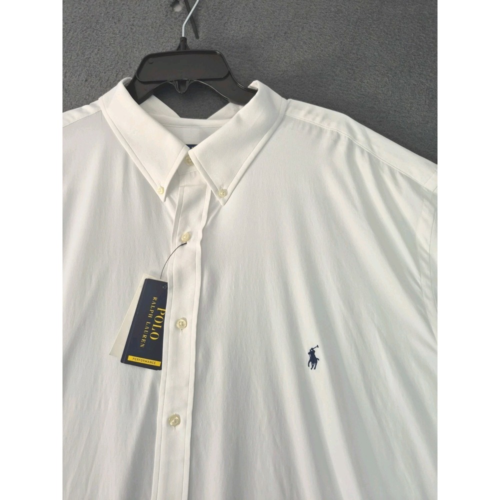 Polo Ralph Lauren Performance Mens 3XLT White Short Sleeve Button Moisure NWT